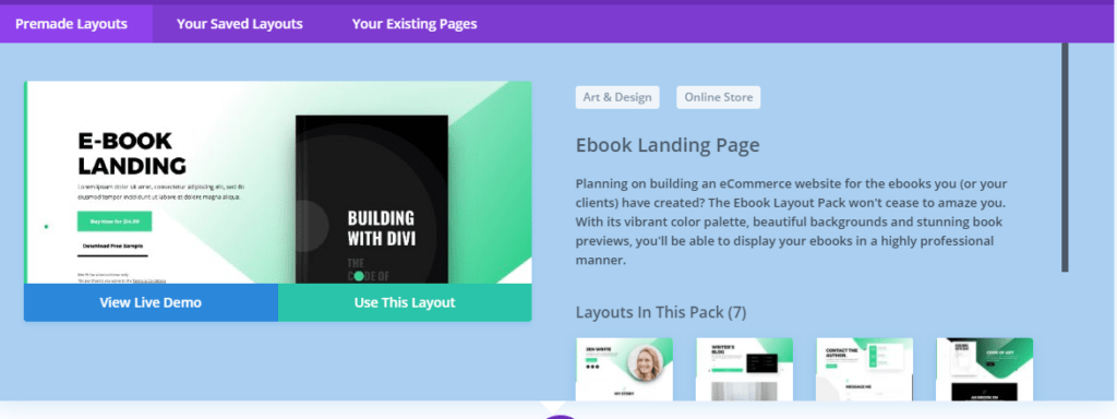 Choose Divi layouts