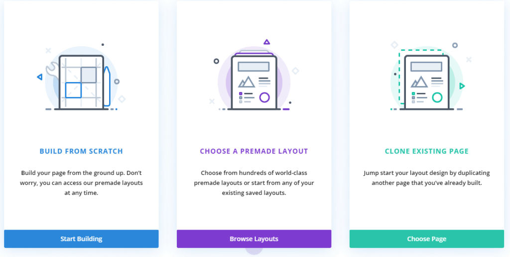 Choose Divi page creation options
