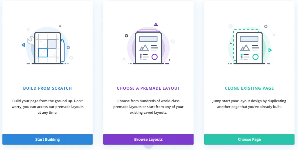 Choose Divi page creation options