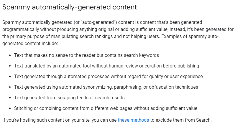 google webmaster guidelines 17Jan2023 - Spammy Auto Generated Content