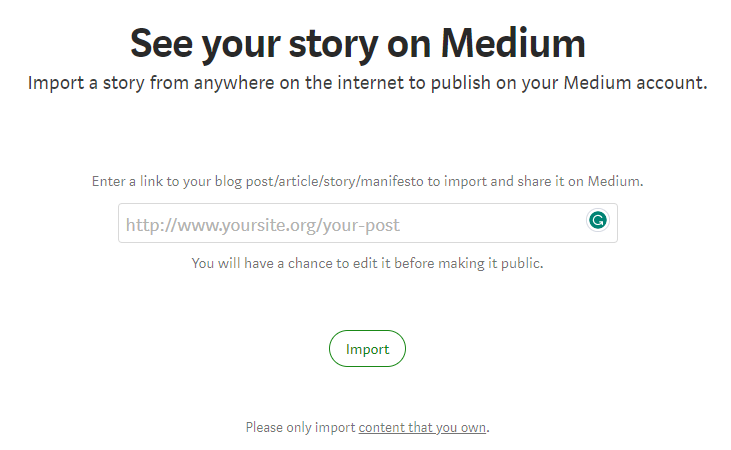 Medium Import a story